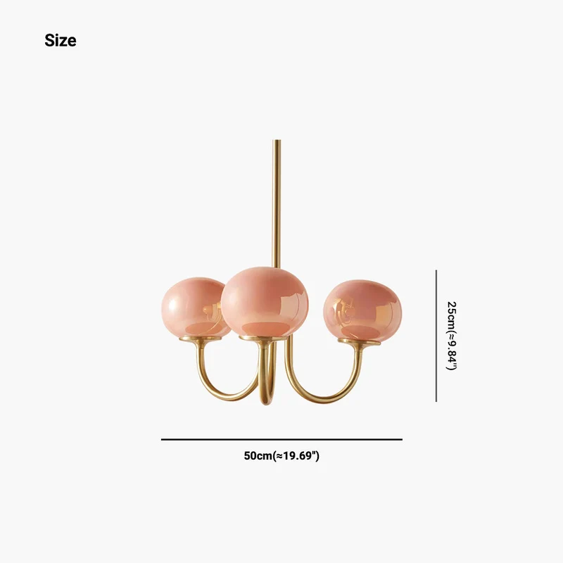 Glazen Bol Kroonluchter Goud Frame 3 of 5 Lichtpunten Roze Wit Modern Romantisch Elegante Hanglamp Woonkamer | Sansoti