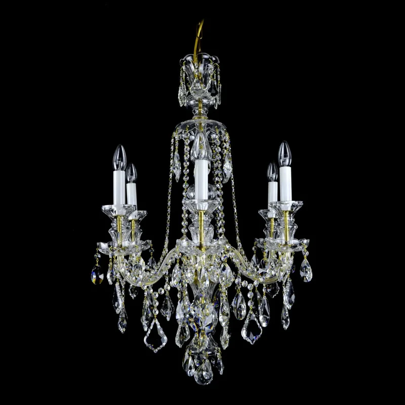 Casa Padrino Luxus Barock Kristall Kronleuchter Gold Ø 56 x H. 87 cm - Prunkvolle Messing Kronleuchter mit böhmischem Kristallglas - Barock Möbel - Edel & Prunkvoll