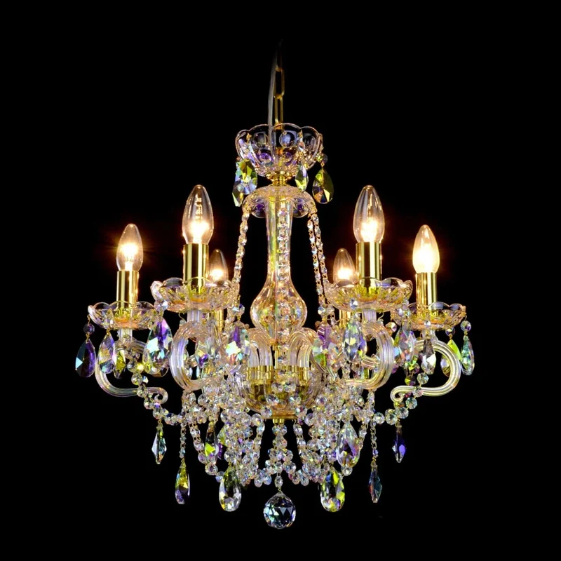 Casa Padrino Luxus Barock Kristall Kronleuchter Gold Ø 50 x H. 55 cm - Prunkvolle Messing Kronleuchter mit böhmischem Kristallglas - Barock Möbel - Edel & Prunkvoll