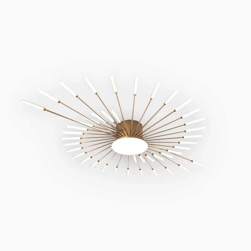 LED Chandelier Ceiling Light Unique Starburst Sputnik, Black/Gold