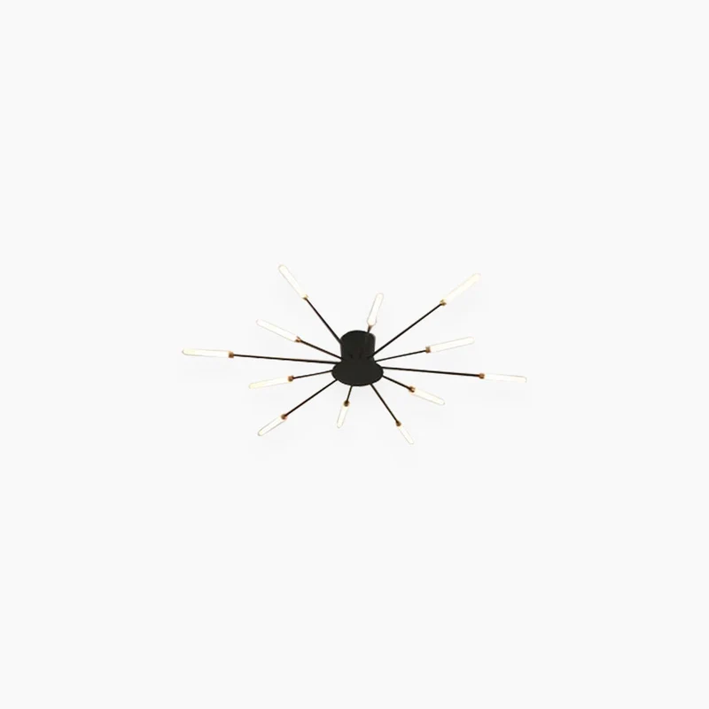 LED Chandelier Ceiling Light Unique Starburst Sputnik, Black/Gold