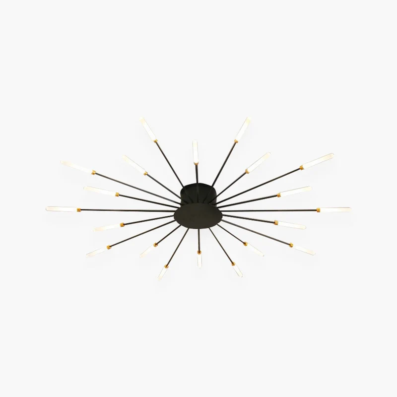 LED Chandelier Ceiling Light Unique Starburst Sputnik, Black/Gold
