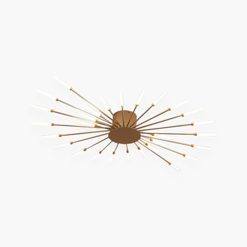 LED Chandelier Ceiling Light Unique Starburst Sputnik, Black/Gold