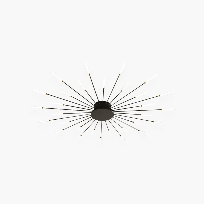 LED Chandelier Ceiling Light Unique Starburst Sputnik, Black/Gold