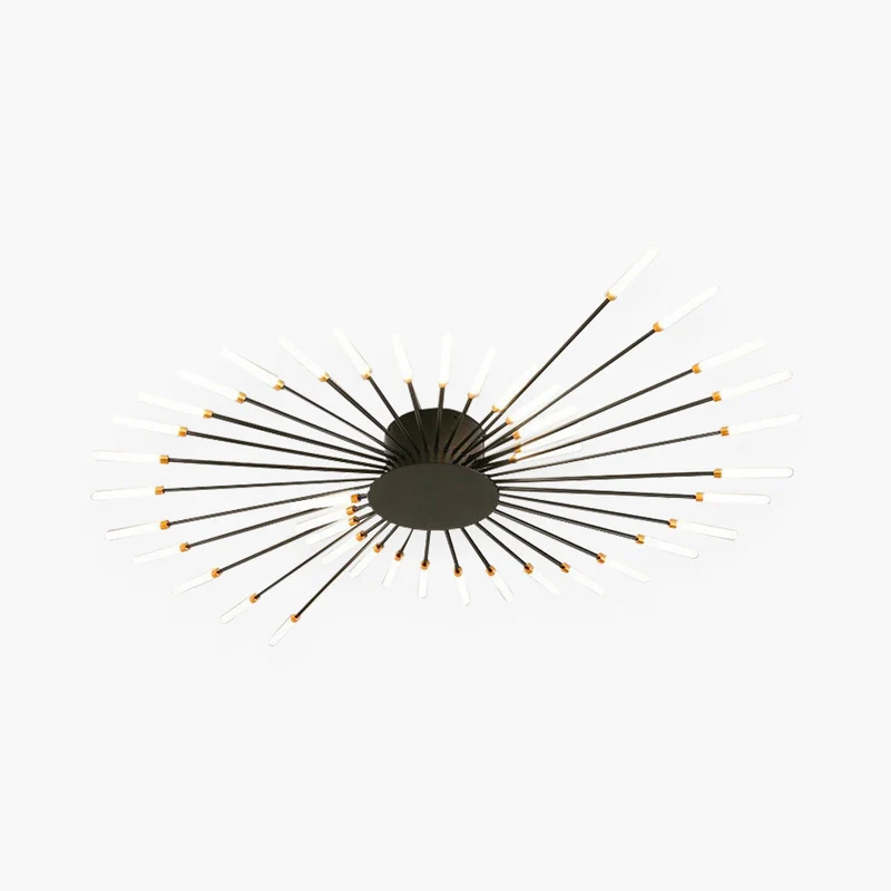 LED Chandelier Ceiling Light Unique Starburst Sputnik, Black/Gold