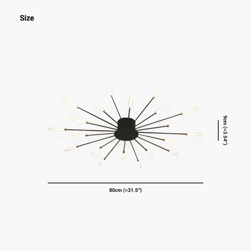 LED Chandelier Ceiling Light Unique Starburst Sputnik, Black/Gold