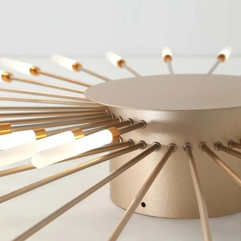 LED Chandelier Ceiling Light Unique Starburst Sputnik, Black/Gold