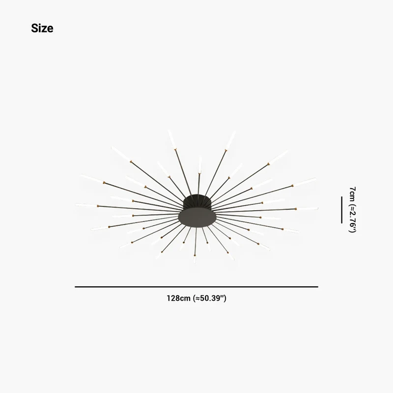LED Chandelier Ceiling Light Unique Starburst Sputnik, Black/Gold