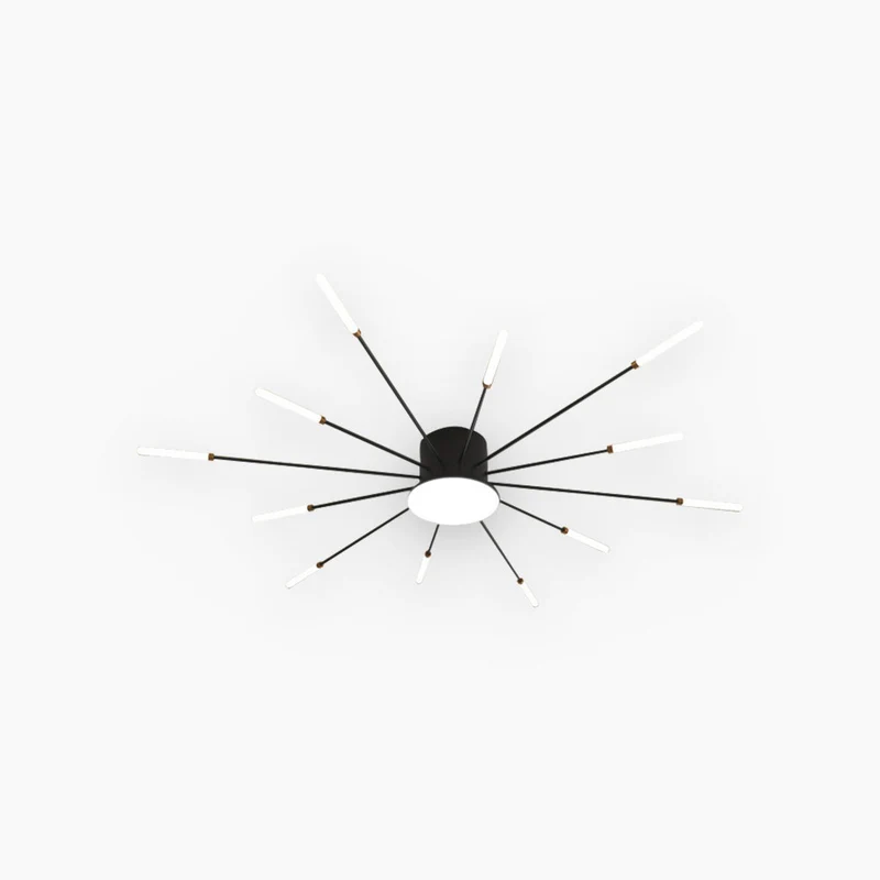 LED Chandelier Ceiling Light Unique Starburst Sputnik, Black/Gold