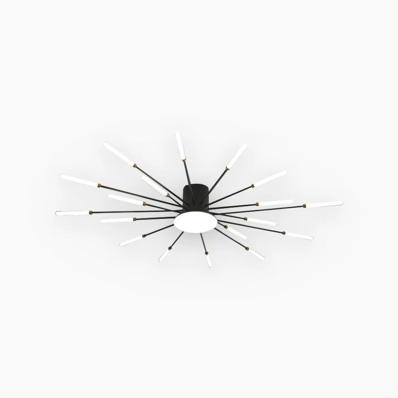 LED Chandelier Ceiling Light Unique Starburst Sputnik, Black/Gold