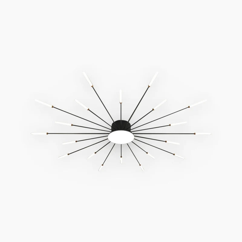 LED Chandelier Ceiling Light Unique Starburst Sputnik, Black/Gold