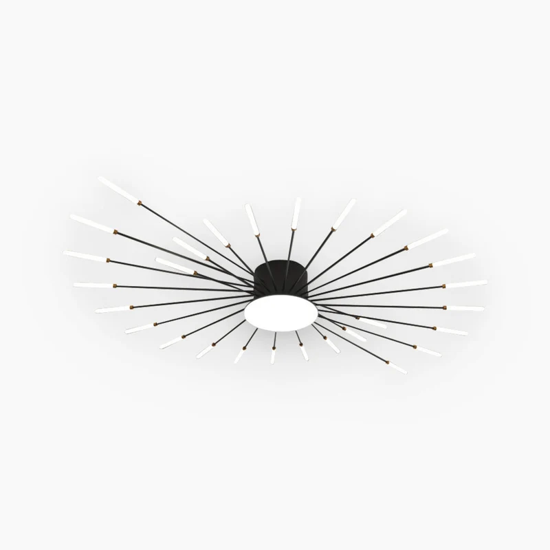 LED Chandelier Ceiling Light Unique Starburst Sputnik, Black/Gold