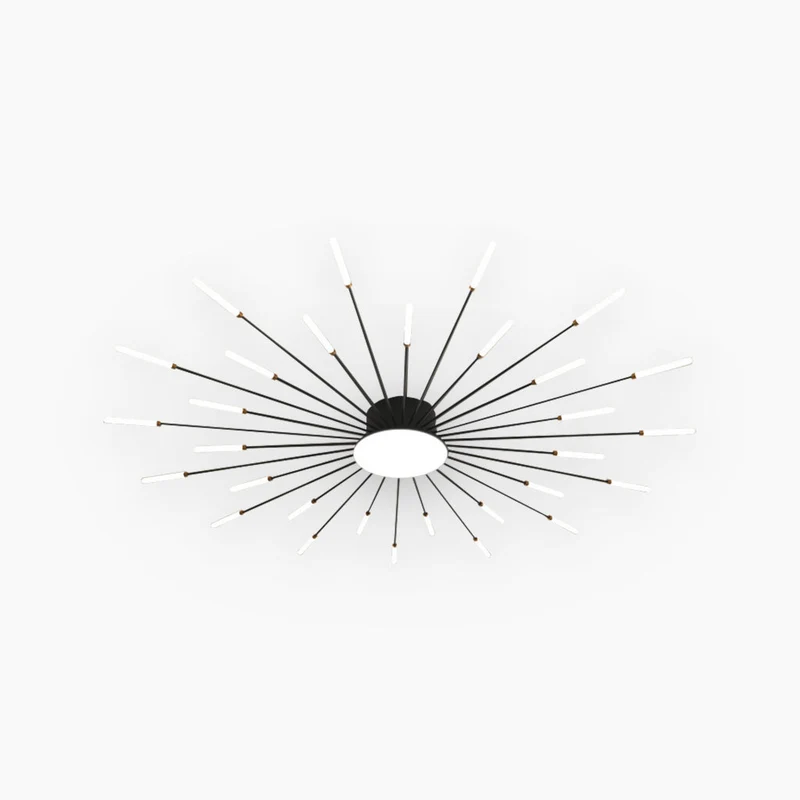 LED Chandelier Ceiling Light Unique Starburst Sputnik, Black/Gold