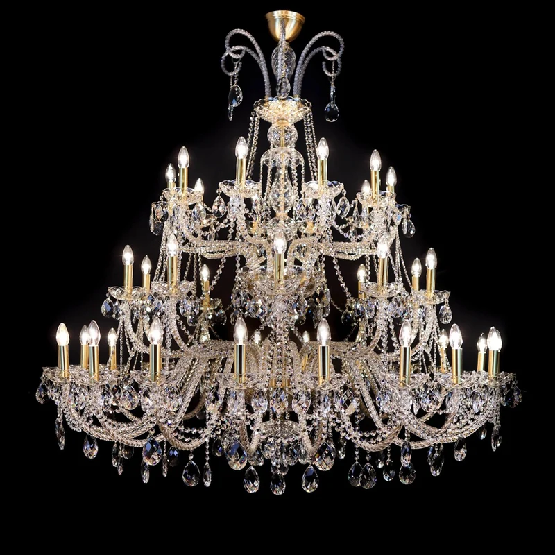 Casa Padrino Luxus Barock Kristall Kronleuchter Gold Ø 160 x H. 160 cm - Prunkvolle Messing Kronleuchter mit böhmischem Kristallglas - Barock Möbel - Edel & Prunkvoll