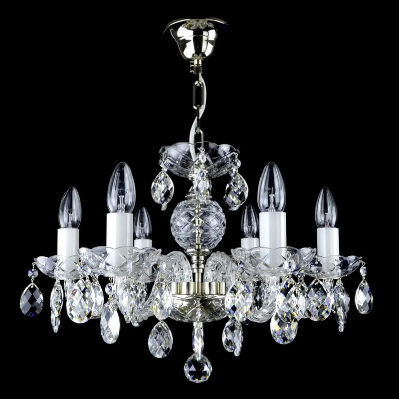 Casa Padrino Luxus Barock Kristall Kronleuchter Silber Ø 49 x H. 35 cm - Prunkvolle Messing Kronleuchter mit böhmischem Kristallglas - Barock Möbel - Edel & Prunkvoll
