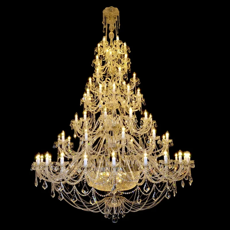 Casa Padrino Luxus Barock Kristall Kronleuchter Gold Ø 200 x H. 315 cm - Prunkvolle Messing Kronleuchter mit böhmischem Kristallglas - Barock Möbel - Edel & Prunkvoll