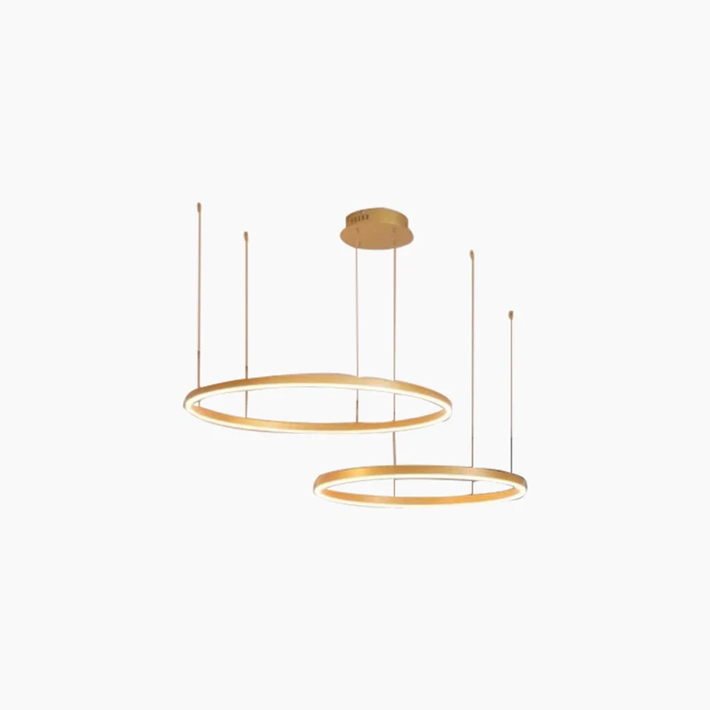 Dimbare Aluminium Kroonluchter met Ringen Zwart Goud Instelbaar LED Licht Moderne Hanglamp Woonkamer | Sansoti