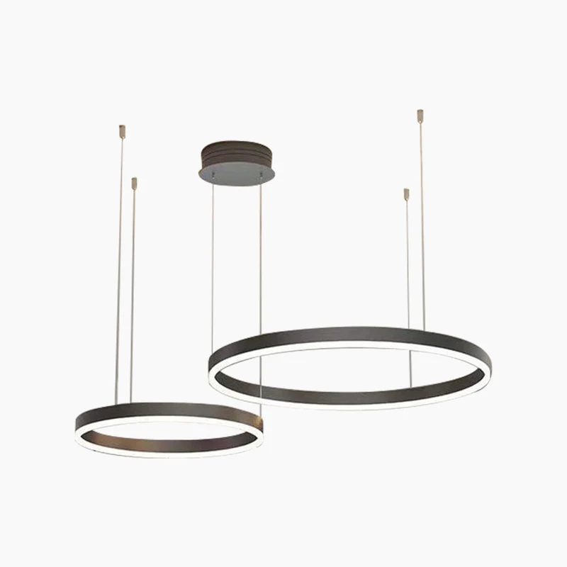 Dimbare Aluminium Kroonluchter met Ringen Zwart Goud Instelbaar LED Licht Moderne Hanglamp Woonkamer | Sansoti