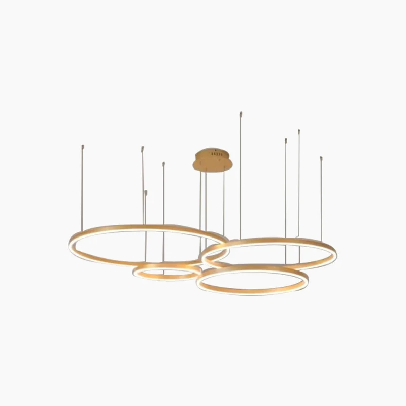 Dimbare Aluminium Kroonluchter met Ringen Zwart Goud Instelbaar LED Licht Moderne Hanglamp Woonkamer | Sansoti