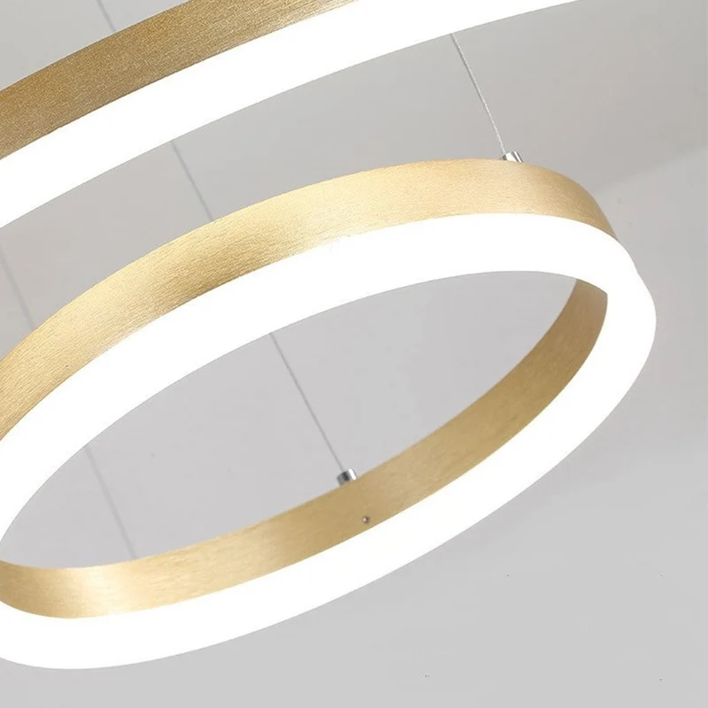 Dimbare Aluminium Kroonluchter met Ringen Zwart Goud Instelbaar LED Licht Moderne Hanglamp Woonkamer | Sansoti