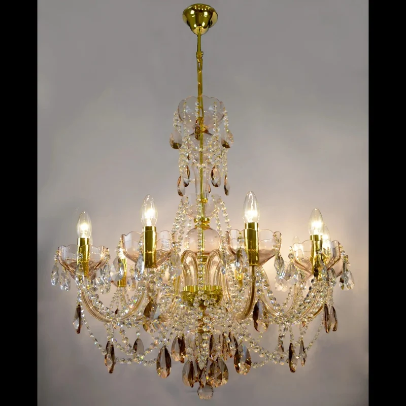 Casa Padrino Luxus Barock Kristall Kronleuchter Gold Ø 78 x H. 82 cm - Prunkvolle Messing Kronleuchter mit böhmischem Kristallglas - Barock Möbel - Edel & Prunkvoll