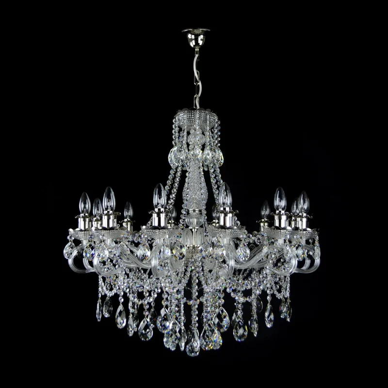 Casa Padrino Luxus Barock Kristall Kronleuchter Silber Ø 74 x H. 65 cm - Prunkvolle Messing Kronleuchter mit böhmischem Kristallglas - Barock Möbel - Edel & Prunkvoll