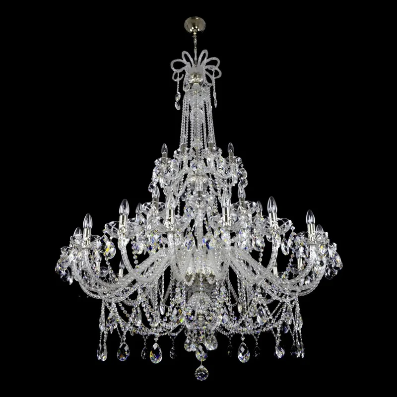 Casa Padrino Luxus Barock Kristall Kronleuchter Silber Ø 130 x H. 170 cm - Prunkvolle Messing Kronleuchter mit böhmischem Kristallglas - Barock Möbel - Edel & Prunkvoll