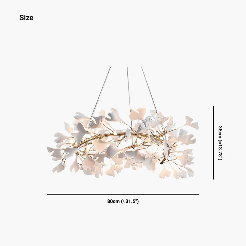 Keramische Kroonluchter Ginkgo Bladeren Wit Goud LED Plafondlamp Eetkamer Woonkamer Modern Scandinavisch | Sansoti