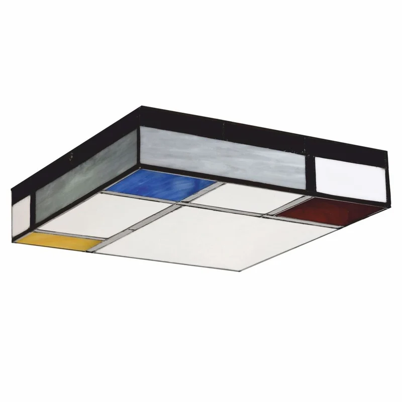 Casa Padrino Art Deco Tiffany LED Deckenleuchte Weiß / Rot / Blau / Gelb / Schwarz 30 cm - Art Deco Leuchten - Tiffany Leuchten