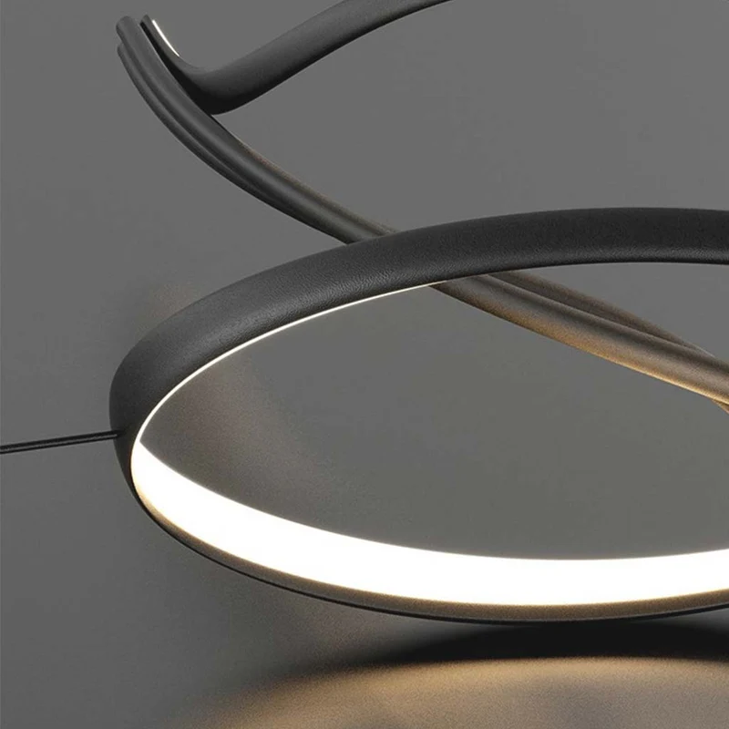 Hanglamp LED Golfvorm Dimbaar Kroonluchter Zwart Wit Woonkamer Eetkamer Modern Design 120-140cm Sfeerverlichting | Sansoti