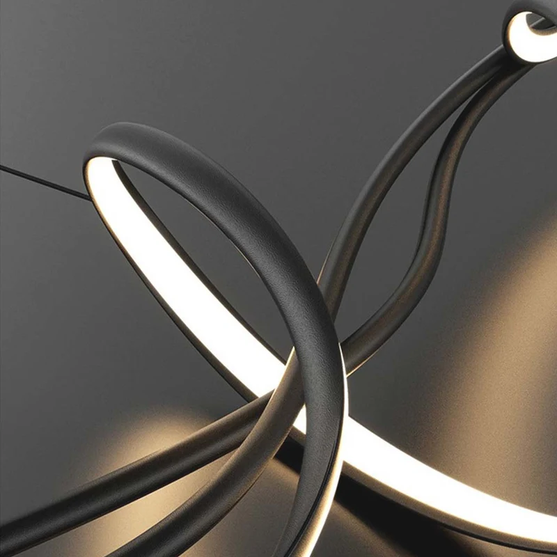 Hanglamp LED Golfvorm Dimbaar Kroonluchter Zwart Wit Woonkamer Eetkamer Modern Design 120-140cm Sfeerverlichting | Sansoti