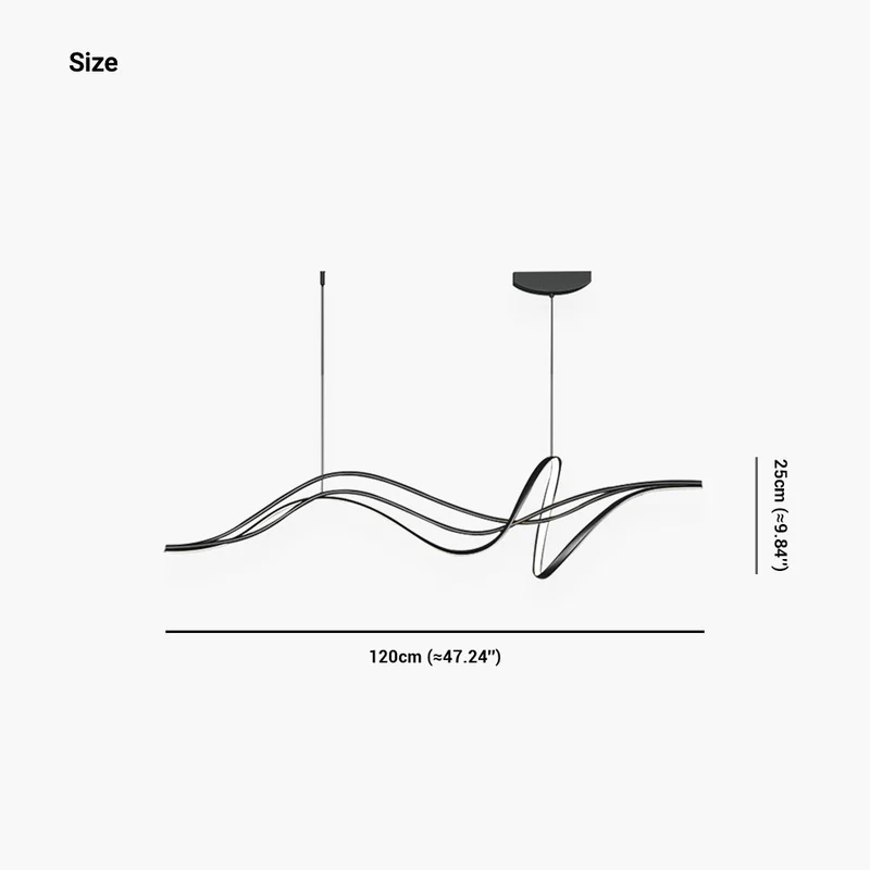 Hanglamp LED Golfvorm Dimbaar Kroonluchter Zwart Wit Woonkamer Eetkamer Modern Design 120-140cm Sfeerverlichting | Sansoti