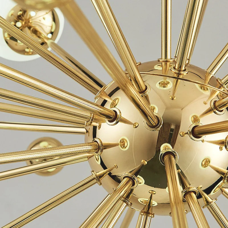 Glazen Hanglamp Goudkleur met Melkwit Glas Moderne Sputnik Design 11-18 Lichtpunten Verstelbaar Woonkamer | Sansoti