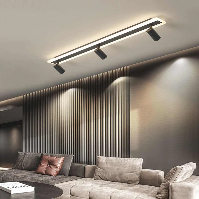 Plafondspot met Lineaire Rail LED Verstelbaar Zwart Goud 3 Lichtstanden Moderne Railverlichting Woonkamer | Sansoti