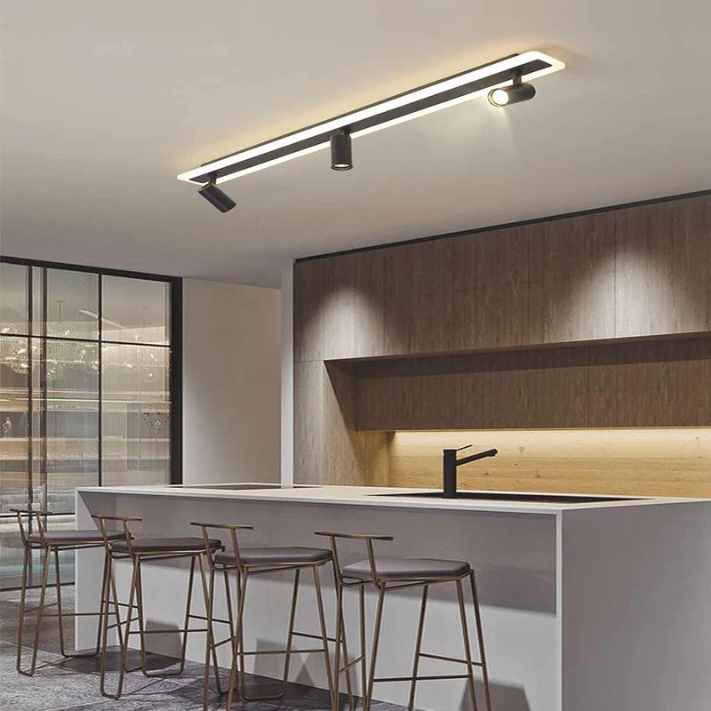 Plafondspot met Lineaire Rail LED Verstelbaar Zwart Goud 3 Lichtstanden Moderne Railverlichting Woonkamer | Sansoti