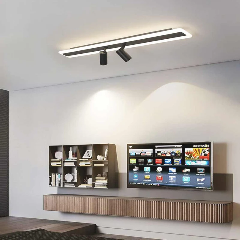 Plafondspot met Lineaire Rail LED Verstelbaar Zwart Goud 3 Lichtstanden Moderne Railverlichting Woonkamer | Sansoti