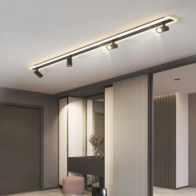 Plafondspot met Lineaire Rail LED Verstelbaar Zwart Goud 3 Lichtstanden Moderne Railverlichting Woonkamer | Sansoti