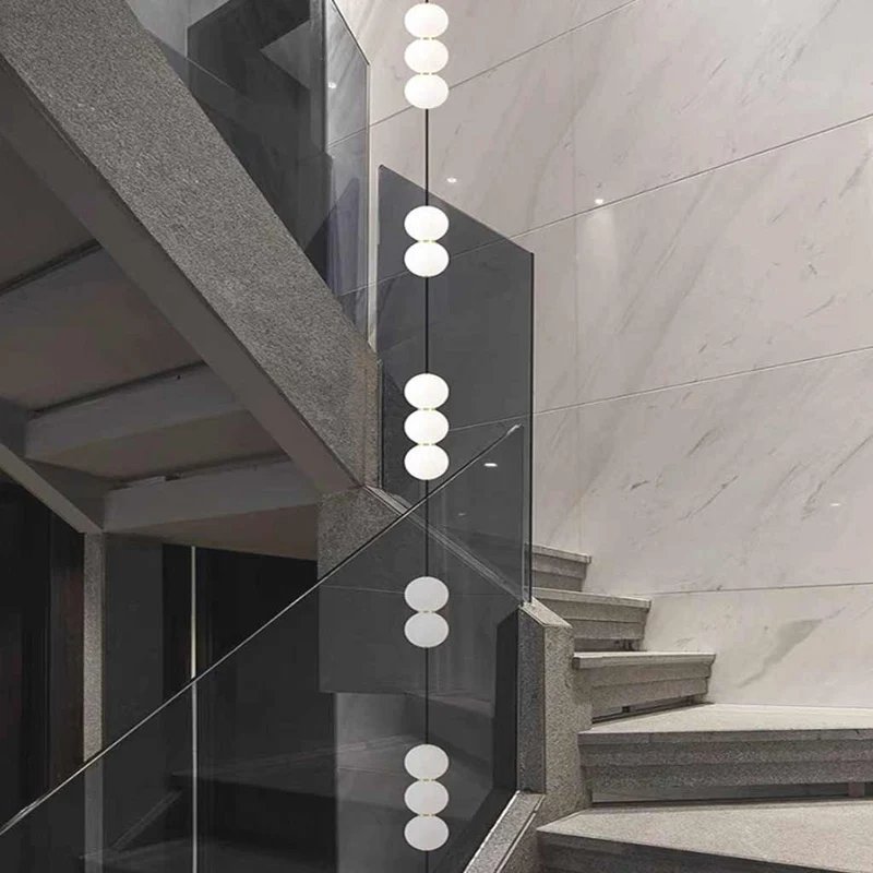 Verticale Hanglamp Meerdere Glazen Bollen voor Hoog Plafond Trapgat Aluminium LED Verlichting Modern Design | Sansoti
