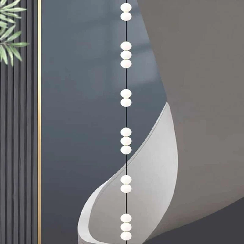 Verticale Hanglamp Meerdere Glazen Bollen voor Hoog Plafond Trapgat Aluminium LED Verlichting Modern Design | Sansoti