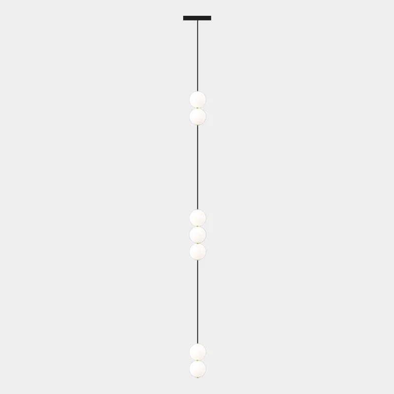 Verticale Hanglamp Meerdere Glazen Bollen voor Hoog Plafond Trapgat Aluminium LED Verlichting Modern Design | Sansoti