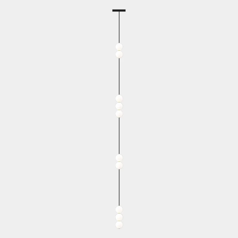 Verticale Hanglamp Meerdere Glazen Bollen voor Hoog Plafond Trapgat Aluminium LED Verlichting Modern Design | Sansoti