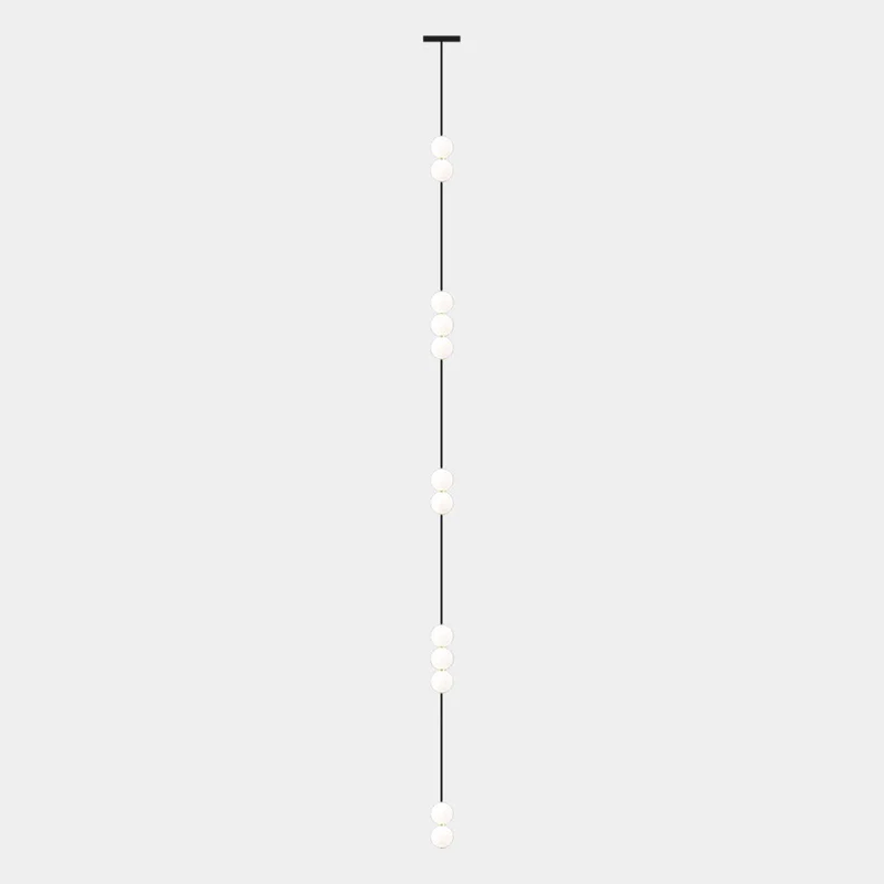 Verticale Hanglamp Meerdere Glazen Bollen voor Hoog Plafond Trapgat Aluminium LED Verlichting Modern Design | Sansoti