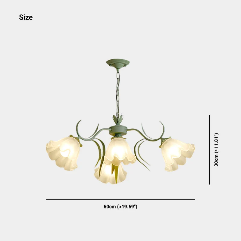 Kroonluchter Metaal Glas Lelietje-van-Dalen Bloemen Groen Wit Hanglamp Eetkamer Woonkamer Romantisch Sfeerlicht | Sansoti