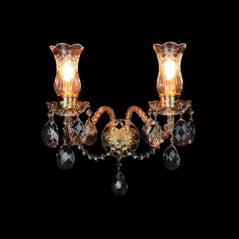 Casa Padrino Luxus Barock Kristall Wandleuchte Gold 38 x 18 x H. 26 cm - Prunkvolle Messing Wandleuchte mit böhmischem Kristallglas - Barock Möbel - Edel & Prunkvoll