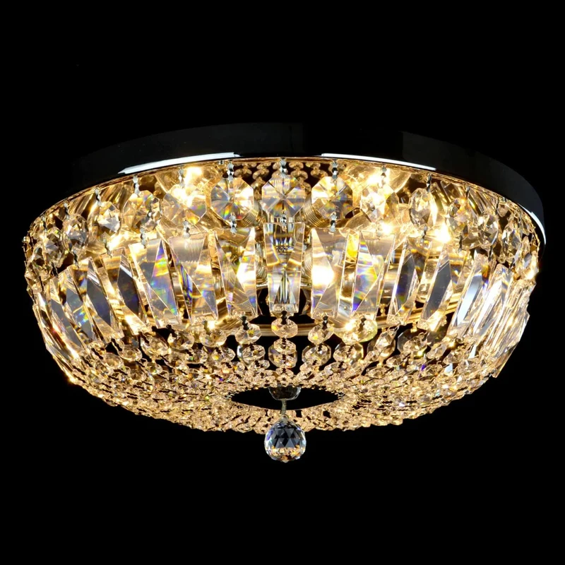Casa Padrino Luxus Barock Kristall Deckenleuchte Silber Ø 40 x H. 17 cm - Prunkvolle Messing Deckenleuchte mit böhmischem Kristallglas - Barock Möbel - Edel & Prunkvoll