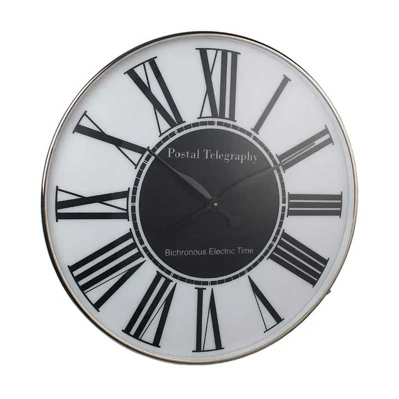Casa Padrino Luxus Wanduhr Weiß / Schwarz Ø 61 cm - Große runde Wanduhr mit römischen Ziffern