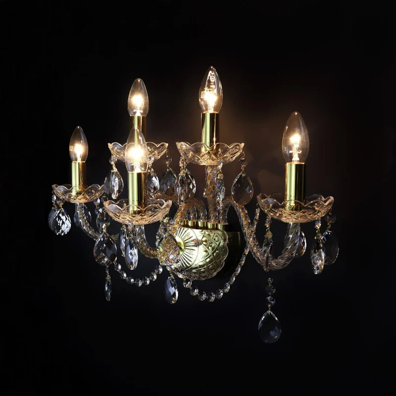 Casa Padrino Luxus Barock Kristall Wandleuchte Gold 54 x 24 x H. 35 cm - Prunkvolle Messing Wandleuchte mit böhmischem Kristallglas - Barock Möbel - Edel & Prunkvoll
