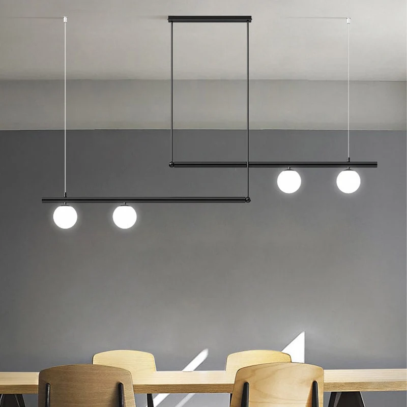 Lineaire Hanglamp Metaal Glas Zwart Goud Meerdere Lichtpunten Eettafel Woonkamer Keukeneiland LED Modern | Sansoti