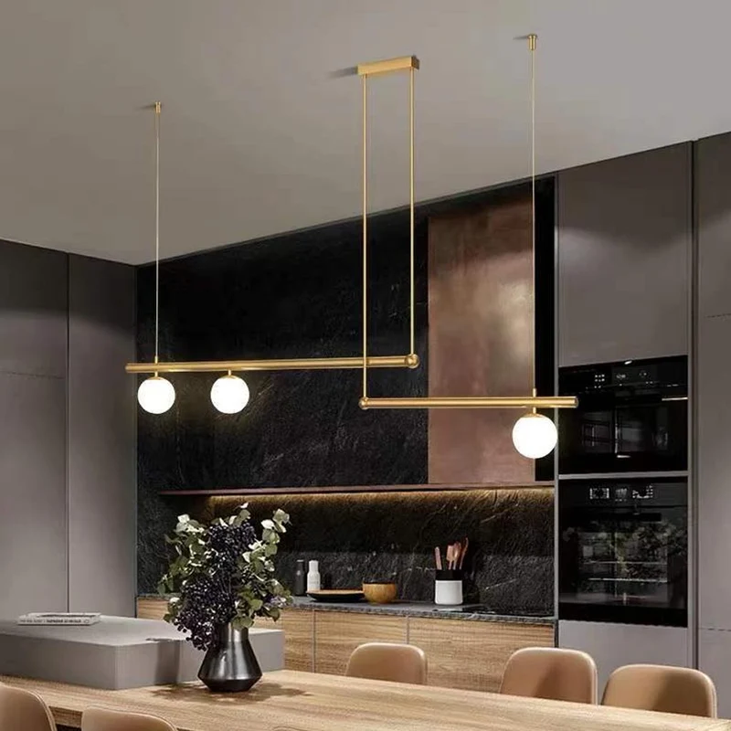 Lineaire Hanglamp Metaal Glas Zwart Goud Meerdere Lichtpunten Eettafel Woonkamer Keukeneiland LED Modern | Sansoti