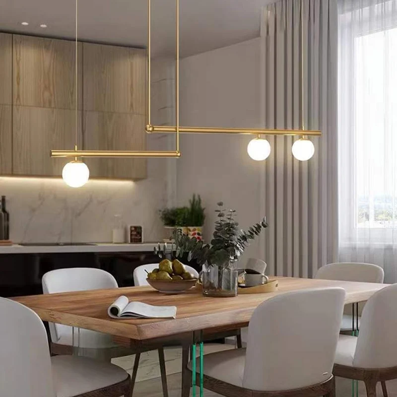 Lineaire Hanglamp Metaal Glas Zwart Goud Meerdere Lichtpunten Eettafel Woonkamer Keukeneiland LED Modern | Sansoti